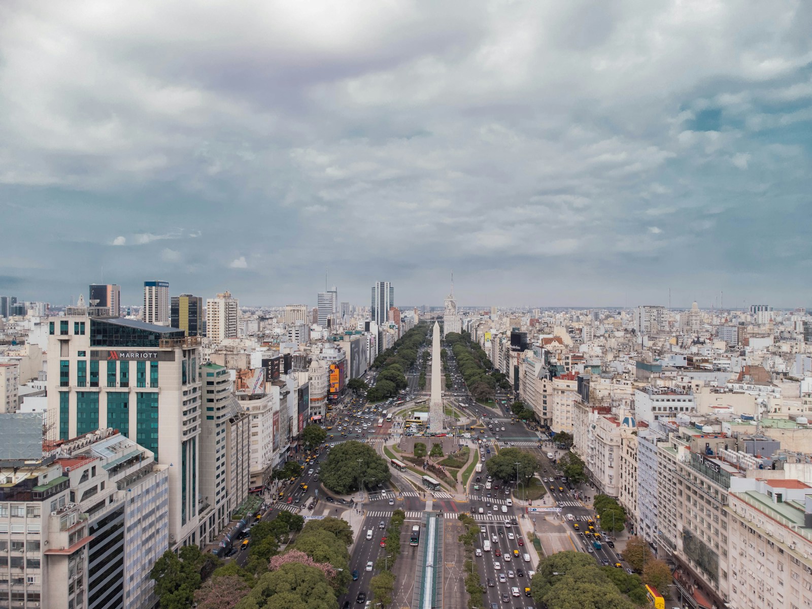 Aerial view of high-rise residential buildings in Buenos Aires, Argentina